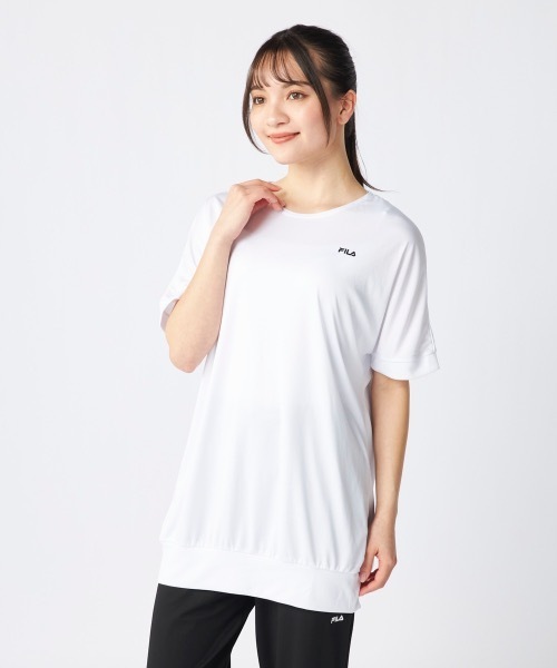 FILA(フィラ)の「【FILA/フィラ】上下2点セット 水陸両用 半袖シャツ&サルエルパンツ フィットネスウェア(Tシャツ/カットソー・レディース・ブラック/ダークパープル/グレー/ミント/ホワイト・XX-LARGE/XXX-LARGE/XXXX-LARGE/LARGE/X-LARGE/MEDIUM/SMALL)」の17枚目の写真