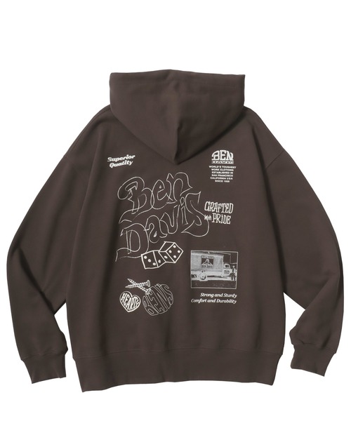 BEN DAVIS(ベンデイビス)の「BEN DAVIS/ベンデイビス ROUGH IDEAS ZIP HOODIE/オーバーサイズ 裏毛 ストリート バックプリント ロゴ ワンポイント刺繍 スウェット ジップアップパーカー フーディー/レディース メンズ(パーカー・メンズ・アッシュグレー/ダークブラウン/ブラック・XL/M/L)」の21枚目の写真