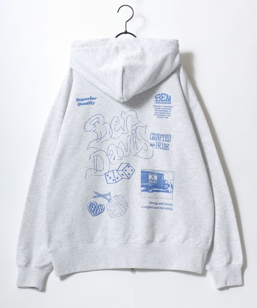 BEN DAVIS(ベンデイビス)の「BEN DAVIS/ベンデイビス ROUGH IDEAS ZIP HOODIE/オーバーサイズ 裏毛 ストリート バックプリント ロゴ ワンポイント刺繍 スウェット ジップアップパーカー フーディー/レディース メンズ(パーカー・メンズ・アッシュグレー/ダークブラウン/ブラック・XL/M/L)」の13枚目の写真