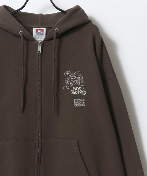 BEN DAVIS(ベンデイビス)の「BEN DAVIS/ベンデイビス ROUGH IDEAS ZIP HOODIE/オーバーサイズ 裏毛 ストリート バックプリント ロゴ ワンポイント刺繍 スウェット ジップアップパーカー フーディー/レディース メンズ(パーカー・メンズ・アッシュグレー/ダークブラウン/ブラック・XL/M/L)」の8枚目の写真