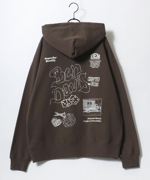 BEN DAVIS(ベンデイビス)の「BEN DAVIS/ベンデイビス ROUGH IDEAS ZIP HOODIE/オーバーサイズ 裏毛 ストリート バックプリント ロゴ ワンポイント刺繍 スウェット ジップアップパーカー フーディー/レディース メンズ(パーカー・メンズ・アッシュグレー/ダークブラウン/ブラック・XL/M/L)」の15枚目の写真
