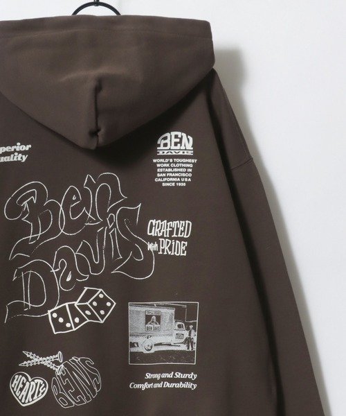 BEN DAVIS(ベンデイビス)の「BEN DAVIS/ベンデイビス ROUGH IDEAS ZIP HOODIE/オーバーサイズ 裏毛 ストリート バックプリント ロゴ ワンポイント刺繍 スウェット ジップアップパーカー フーディー/レディース メンズ(パーカー・メンズ・アッシュグレー/ダークブラウン/ブラック・XL/M/L)」の9枚目の写真