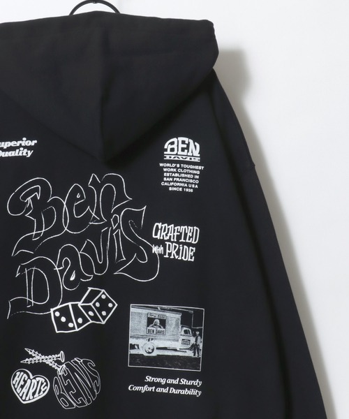 BEN DAVIS(ベンデイビス)の「BEN DAVIS/ベンデイビス ROUGH IDEAS ZIP HOODIE/オーバーサイズ 裏毛 ストリート バックプリント ロゴ ワンポイント刺繍 スウェット ジップアップパーカー フーディー/レディース メンズ(パーカー・メンズ・アッシュグレー/ダークブラウン/ブラック・XL/M/L)」の5枚目の写真