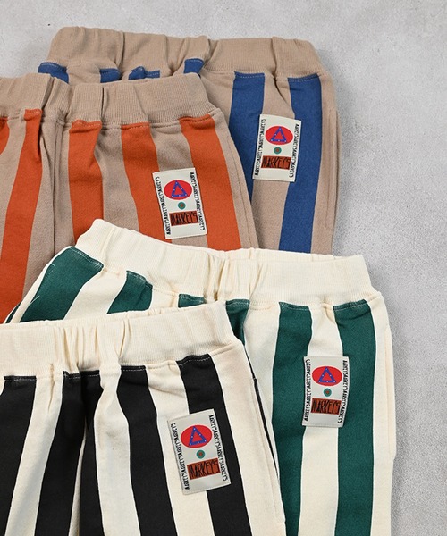 MARKEY'S（マーキーズ）の「ミニ裏毛ストライプロングパンツ（スウェットパンツ・キッズ・オレンジ/ブルー/グリーン/ブラック・110/100/90/140/95/130/80/120/150）」の16枚目の写真