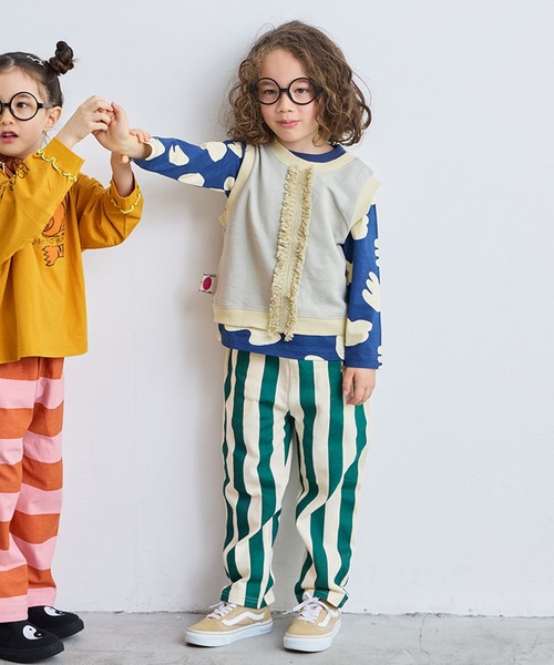 MARKEY'S（マーキーズ）の「ミニ裏毛ストライプロングパンツ（スウェットパンツ・キッズ・オレンジ/ブルー/グリーン/ブラック・110/100/90/140/95/130/80/120/150）」の21枚目の写真