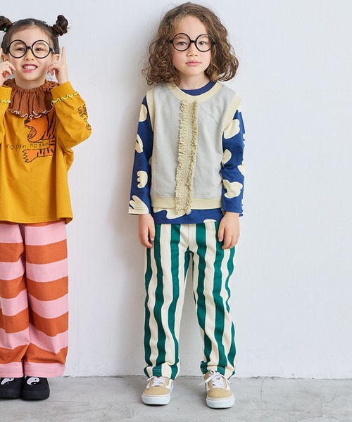 MARKEY'S（マーキーズ）の「ミニ裏毛ストライプロングパンツ（スウェットパンツ・キッズ・オレンジ/ブルー/グリーン/ブラック・110/100/90/140/95/130/80/120/150）」の22枚目の写真