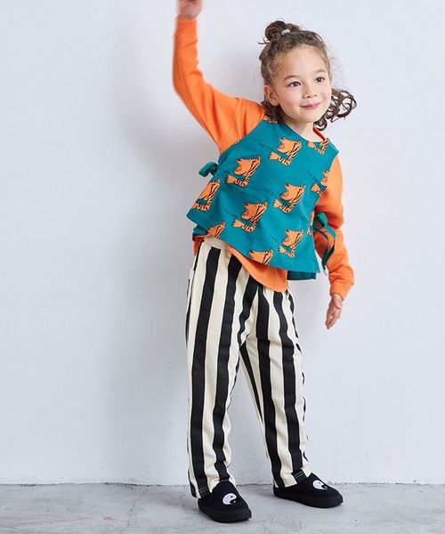 MARKEY'S（マーキーズ）の「ミニ裏毛ストライプロングパンツ（スウェットパンツ・キッズ・オレンジ/ブルー/グリーン/ブラック・110/100/90/140/95/130/80/120/150）」の5枚目の写真