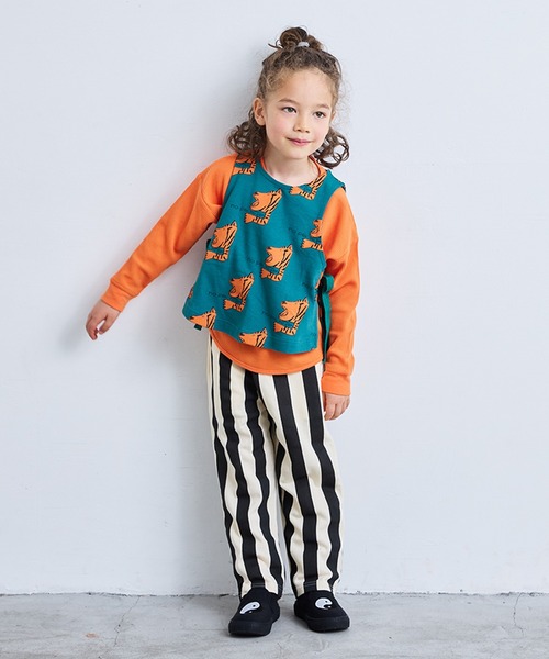 MARKEY'S（マーキーズ）の「ミニ裏毛ストライプロングパンツ（スウェットパンツ・キッズ・オレンジ/ブルー/グリーン/ブラック・110/100/90/140/95/130/80/120/150）」の6枚目の写真