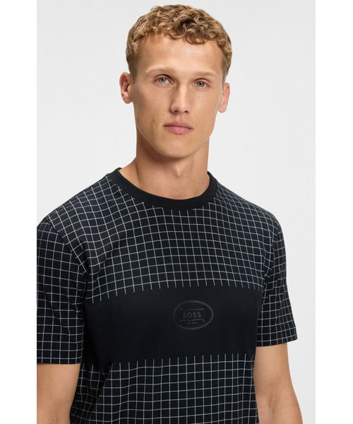 BOSS(ボス)の「ピマコットン Tシャツ チェックプリント(Tシャツ/カットソー・メンズ・ダークブルー・L/M/XXL/S/XL)」の2枚目の写真