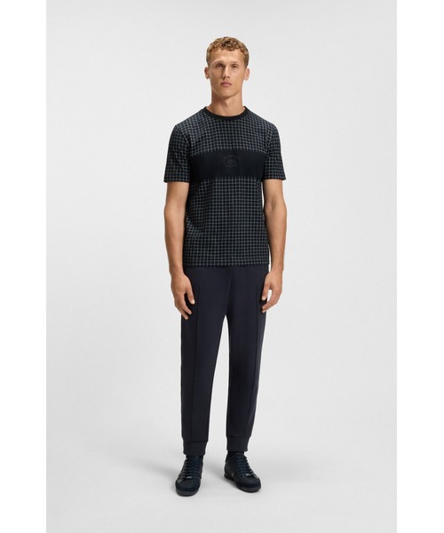 BOSS(ボス)の「ピマコットン Tシャツ チェックプリント(Tシャツ/カットソー・メンズ・ダークブルー・L/M/XXL/S/XL)」の3枚目の写真