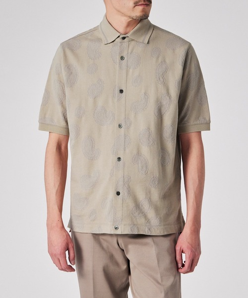 Paul Smith(ポールスミス)の「ペイズリージャカード オープンフロント ポロシャツ / 153503 837YN(ポロシャツ・メンズ・ダークブルー/ベージュ・MEDIUM/LARGE/X-LARGE)」の4枚目の写真