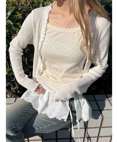 PHILLY（フィリー）の「【PHILLY】シアーカーディガン（カーディガン/ボレロ・レディース・ピンク/ホワイト/ブラック・FREE）」の5枚目の写真