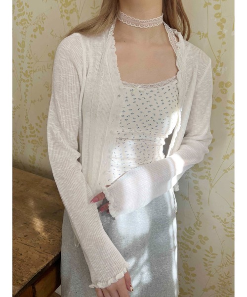 PHILLY（フィリー）の「【PHILLY】シアーカーディガン（カーディガン/ボレロ・レディース・ピンク/ホワイト/ブラック・FREE）」の10枚目の写真