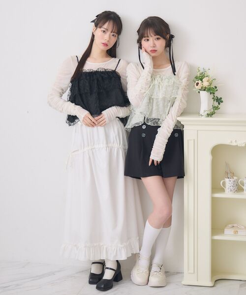 ems excite（エムズエキサイト）の「キラキラインナー＆ビスチェSET（シャツ/ブラウス・レディース・グリーン/ブラック/ナチュラル・FREE）」の5枚目の写真