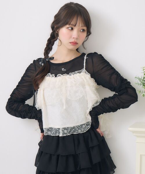 ems excite（エムズエキサイト）の「キラキラインナー＆ビスチェSET（シャツ/ブラウス・レディース・グリーン/ブラック/ナチュラル・FREE）」の10枚目の写真