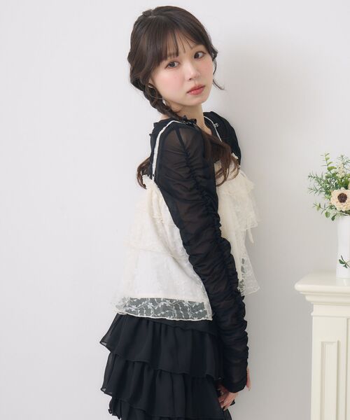 ems excite（エムズエキサイト）の「キラキラインナー＆ビスチェSET（シャツ/ブラウス・レディース・グリーン/ブラック/ナチュラル・FREE）」の11枚目の写真