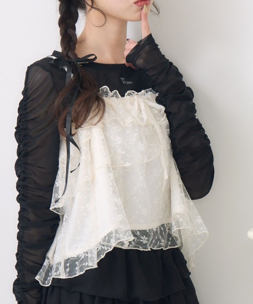 ems excite（エムズエキサイト）の「キラキラインナー＆ビスチェSET（シャツ/ブラウス・レディース・グリーン/ブラック/ナチュラル・FREE）」の2枚目の写真