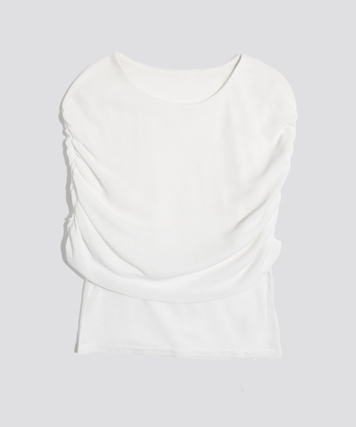 kiehtova(キエトヴァ)の「【kiehtova】SHEER COVER TOPS/シアーカバートップス KTWR22 ※(Tシャツ/カットソー・レディース・ホワイト/ブラック・FREE)」の1枚目の写真