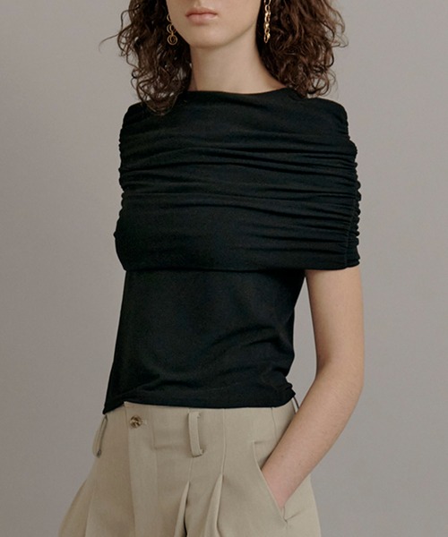 kiehtova(キエトヴァ)の「【kiehtova】SHEER COVER TOPS/シアーカバートップス KTWR22 ※(Tシャツ/カットソー・レディース・ホワイト/ブラック・FREE)」の2枚目の写真
