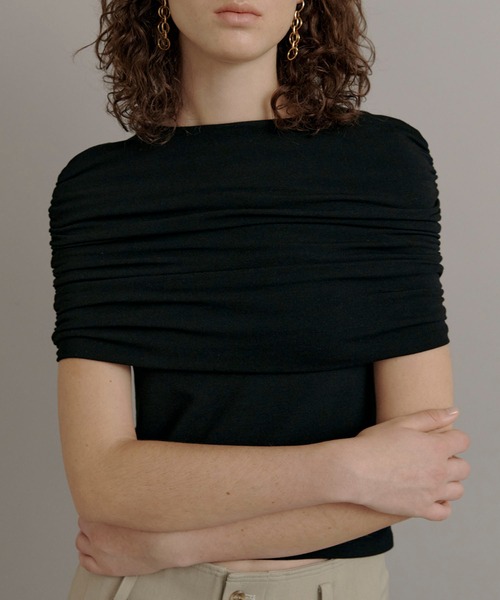 kiehtova(キエトヴァ)の「【kiehtova】SHEER COVER TOPS/シアーカバートップス KTWR22 ※(Tシャツ/カットソー・レディース・ホワイト/ブラック・FREE)」の3枚目の写真