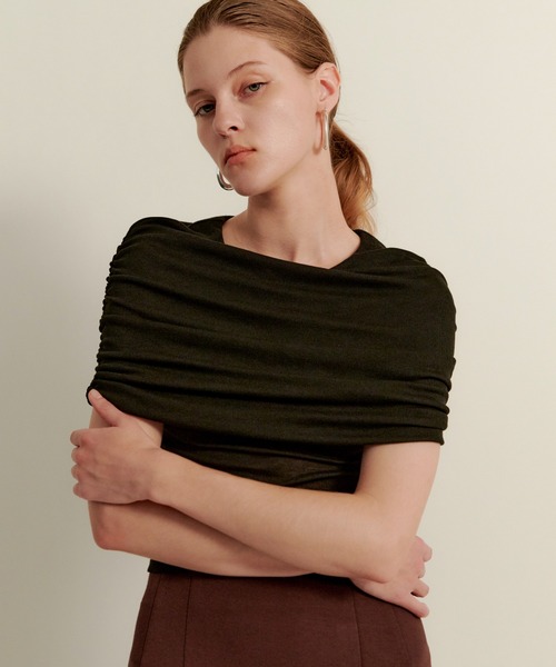 kiehtova(キエトヴァ)の「【kiehtova】SHEER COVER TOPS/シアーカバートップス KTWR22 ※(Tシャツ/カットソー・レディース・ホワイト/ブラック・FREE)」の16枚目の写真