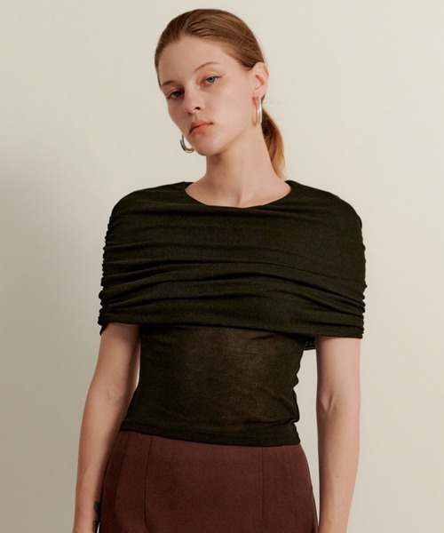 kiehtova(キエトヴァ)の「【kiehtova】SHEER COVER TOPS/シアーカバートップス KTWR22 ※(Tシャツ/カットソー・レディース・ホワイト/ブラック・FREE)」の17枚目の写真