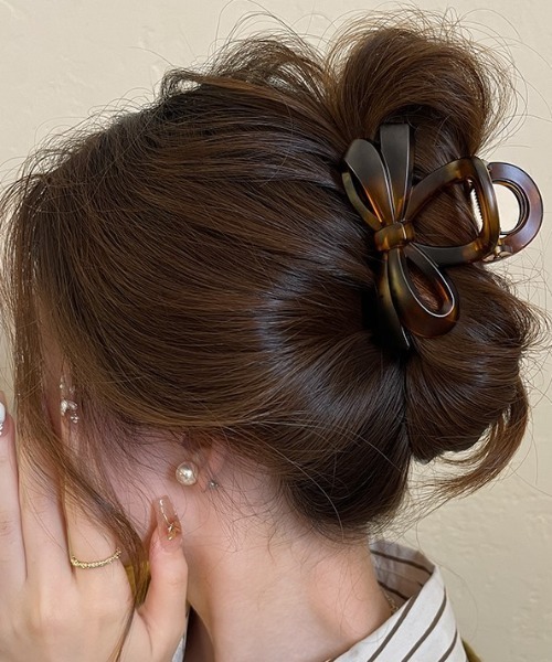 SHEPP（シープ）の「リボンヘアクリップ（バレッタ/ヘアクリップ・レディース・その他1/ブラウン/ベージュ/ブラック・F）」の4枚目の写真