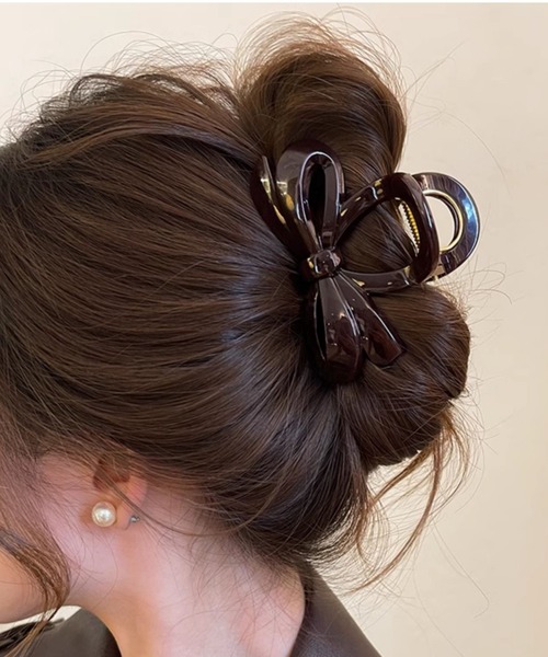 SHEPP（シープ）の「リボンヘアクリップ（バレッタ/ヘアクリップ・レディース・その他1/ブラウン/ベージュ/ブラック・F）」の3枚目の写真