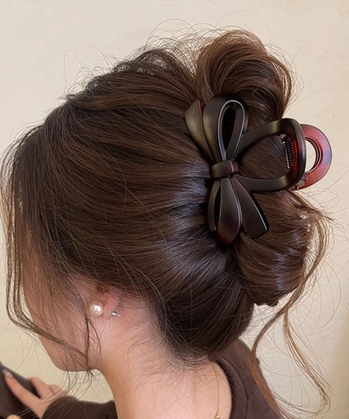 SHEPP（シープ）の「リボンヘアクリップ（バレッタ/ヘアクリップ・レディース・その他1/ブラウン/ベージュ/ブラック・F）」の5枚目の写真