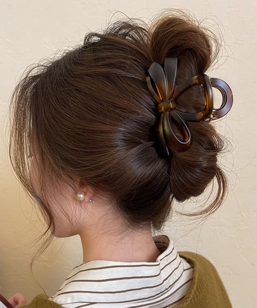 SHEPP（シープ）の「リボンヘアクリップ（バレッタ/ヘアクリップ・レディース・その他1/ブラウン/ベージュ/ブラック・F）」の6枚目の写真