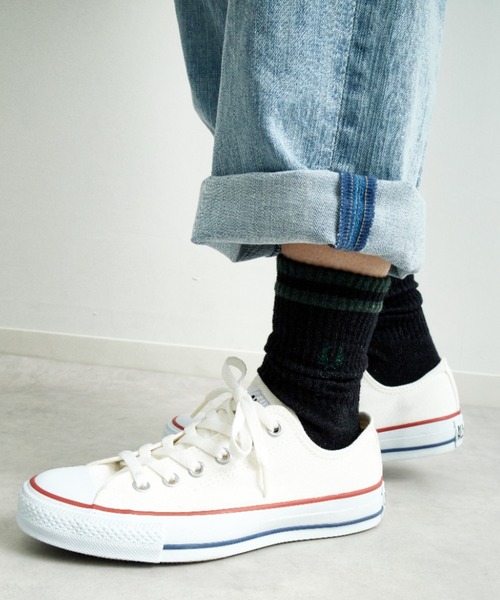 FRED PERRY（フレッドペリー）の「[FRED PERRY/フレッドペリー] ワンポイントロゴ刺繍 ティップラインリブソックス（ソックス/靴下・レディース・ホワイト/ブラック/ブラック系その他・23-25/25-27）」の5枚目の写真