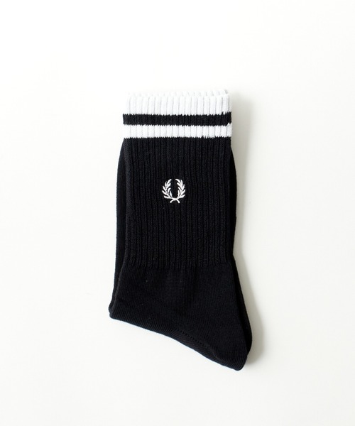 FRED PERRY（フレッドペリー）の「[FRED PERRY/フレッドペリー] ワンポイントロゴ刺繍 ティップラインリブソックス（ソックス/靴下・レディース・ホワイト/ブラック/ブラック系その他・23-25/25-27）」の18枚目の写真