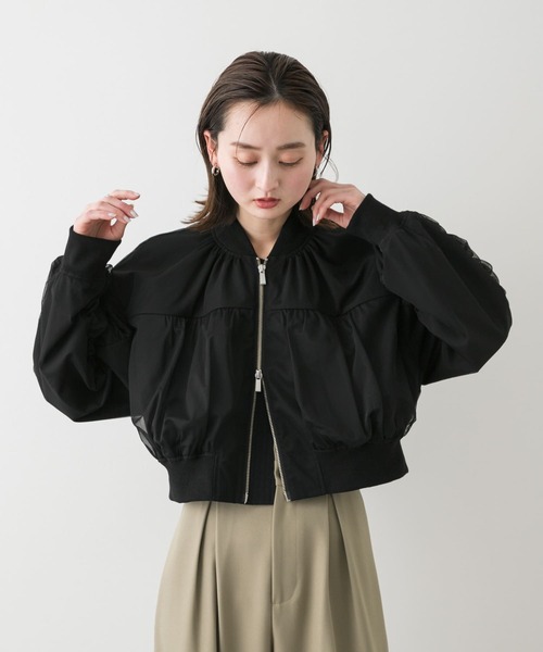 SENSE OF PLACE by URBAN RESEARCH(センスオブプレイスバイアーバンリサーチ)の「チュールレイヤードブルゾン(ブルゾン・レディース・アイボリー/ブラック/ライトブルー・ONE)」の13枚目の写真