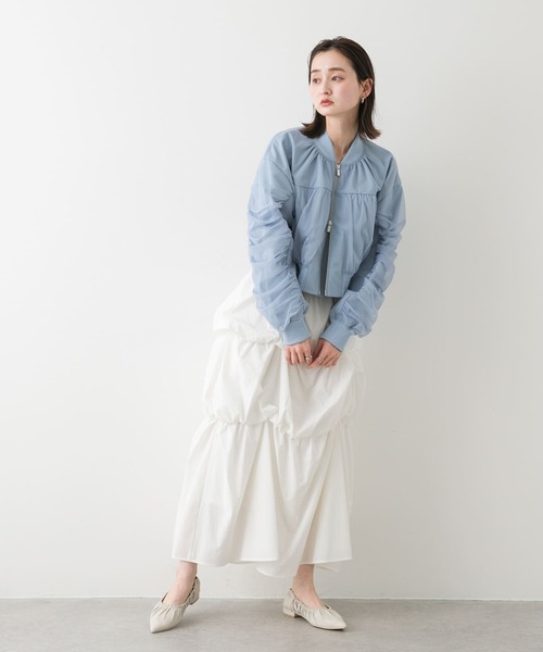 SENSE OF PLACE by URBAN RESEARCH(センスオブプレイスバイアーバンリサーチ)の「チュールレイヤードブルゾン(ブルゾン・レディース・アイボリー/ブラック/ライトブルー・ONE)」の22枚目の写真