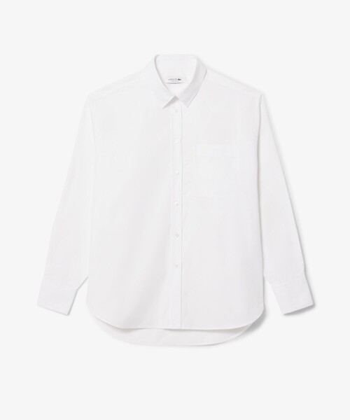 LACOSTE（ラコステ）の「コットンポプリン オーバーサイズストライプシャツ（シャツ/ブラウス・レディース・ホワイト/ピンク・38/36/34）」の5枚目の写真