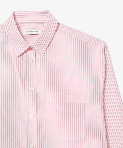 LACOSTE（ラコステ）の「コットンポプリン オーバーサイズストライプシャツ（シャツ/ブラウス・レディース・ホワイト/ピンク・38/36/34）」の14枚目の写真
