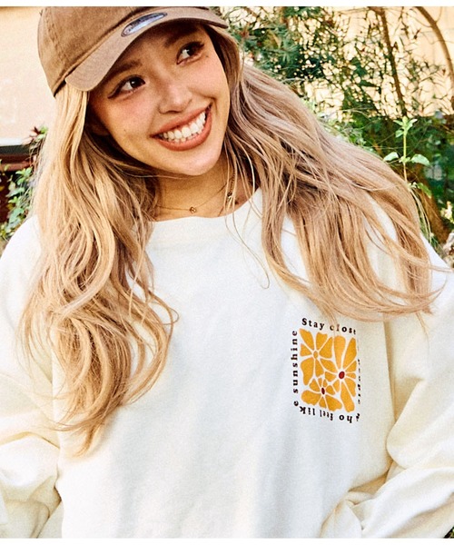 anap mimpi（アナップミンピ）の「ヴィンテージ風 サーフ プリント ビッグ スウェット トップス（Tシャツ/カットソー・レディース・ベージュ系その他/グリーン/ブラック・FREE）」の12枚目の写真