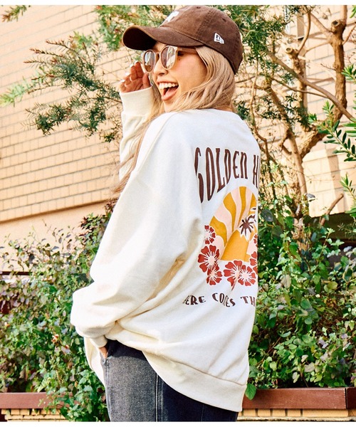 anap mimpi（アナップミンピ）の「ヴィンテージ風 サーフ プリント ビッグ スウェット トップス（Tシャツ/カットソー・レディース・ベージュ系その他/グリーン/ブラック・FREE）」の13枚目の写真