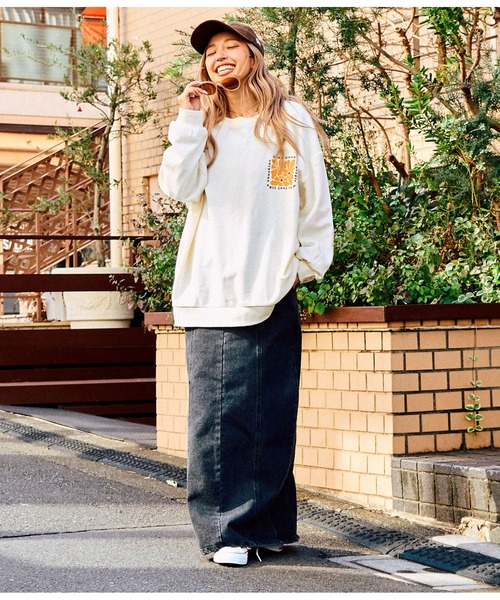 anap mimpi（アナップミンピ）の「ヴィンテージ風 サーフ プリント ビッグ スウェット トップス（Tシャツ/カットソー・レディース・ベージュ系その他/グリーン/ブラック・FREE）」の17枚目の写真