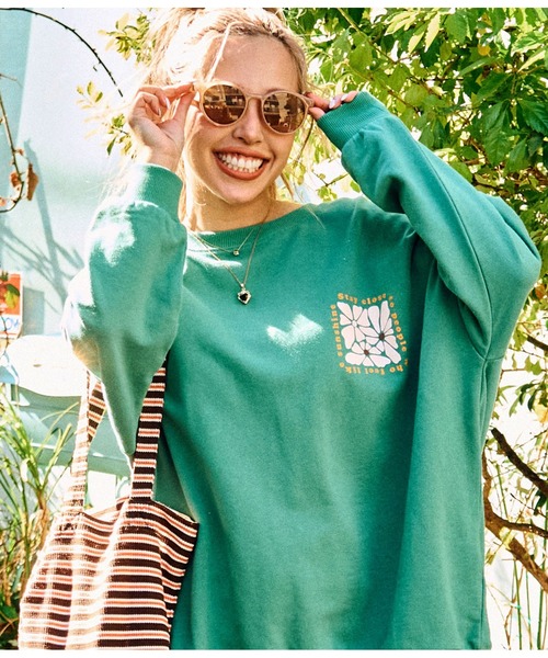 anap mimpi（アナップミンピ）の「ヴィンテージ風 サーフ プリント ビッグ スウェット トップス（Tシャツ/カットソー・レディース・ベージュ系その他/グリーン/ブラック・FREE）」の20枚目の写真