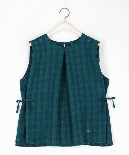 Grand PARK（グランドパーク）の「シアーチェック柄 ノースリーブブラウス（シャツ/ブラウス・レディース・ブラウン/ブラック/ブルー・FREE）」の3枚目の写真