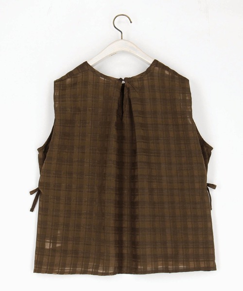 Grand PARK（グランドパーク）の「シアーチェック柄 ノースリーブブラウス（シャツ/ブラウス・レディース・ブラウン/ブラック/ブルー・FREE）」の5枚目の写真
