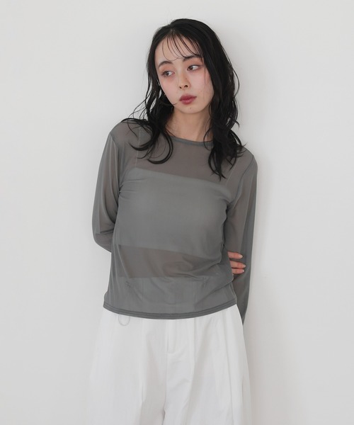 LIAN（リアン）の「2WAYクロスデザインシアートップス（Tシャツ/カットソー・レディース・ブラック/オフホワイト/グレー/イエロー・FREE）」の12枚目の写真