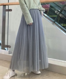 透け感チュールロングスカート
