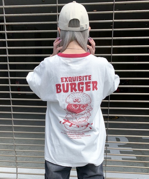 link lot(リンクロット)の「FoodプリントラグランTシャツ / リンガーTシャツ(Tシャツ/カットソー・メンズ・グリーン/レッド/ブラック/レッド系・M/L)」の4枚目の写真