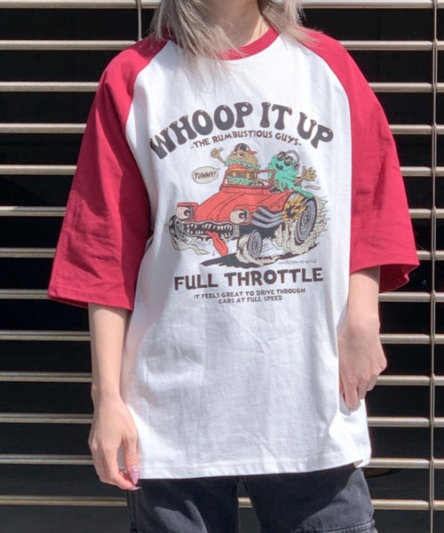 link lot(リンクロット)の「FoodプリントラグランTシャツ / リンガーTシャツ(Tシャツ/カットソー・メンズ・グリーン/レッド/ブラック/レッド系・M/L)」の1枚目の写真