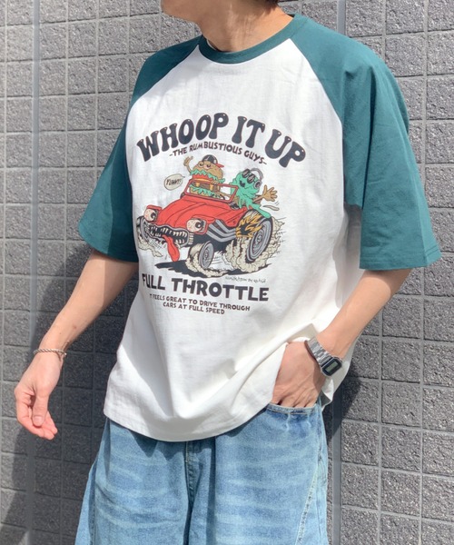 link lot(リンクロット)の「FoodプリントラグランTシャツ / リンガーTシャツ(Tシャツ/カットソー・メンズ・グリーン/レッド/ブラック/レッド系・M/L)」の3枚目の写真