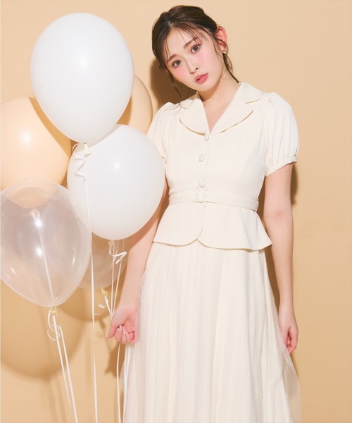 REDYAZEL(レディアゼル)の「ツイル×チュールプリーツワンピース(ワンピース・レディース・ライトグレー/オフホワイト/ブラック・SMALL/MEDIUM)」の6枚目の写真