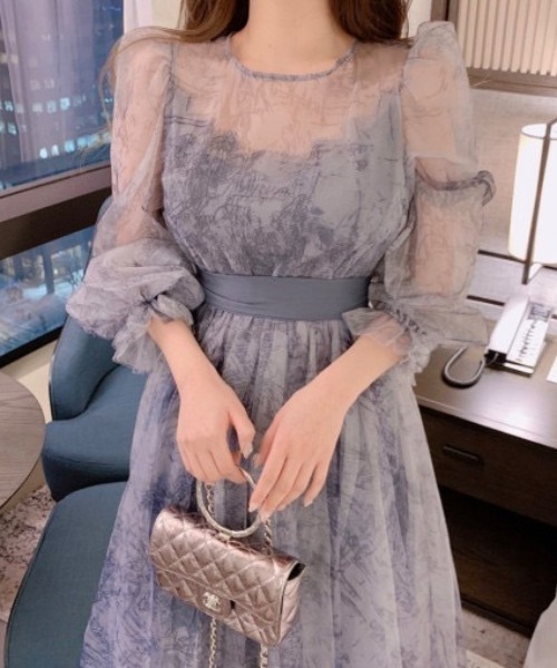 center i（センターアイ）の「【結婚式・二次会】パフスリーブレースアップドレス（ドレス・レディース・ベージュ/ブルー・FREE）」の13枚目の写真
