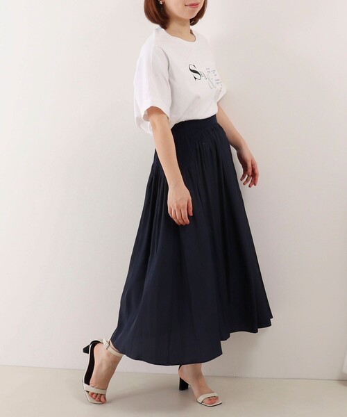 MICO COULIER(ミコクリエ)の「デザインヨーク切替ギャザースカート(スカート・レディース・グレイッシュベージュ/ネイビー・38/36)」の9枚目の写真